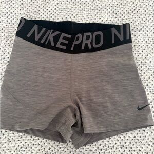 Nike Pro Grey Women's Bike Shorts with Black Waistband